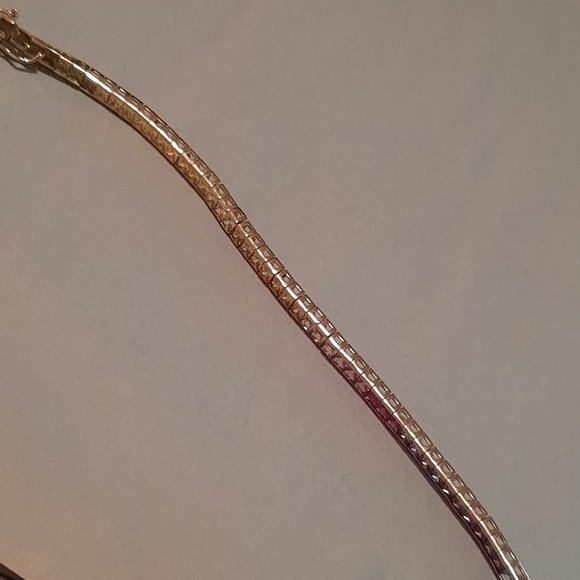 Sterling Silver multi color CZ tennis bracelet - Picture 5 of 6
